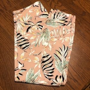 Mink Pink Move Pink and Green Tropical Cropped Leggings